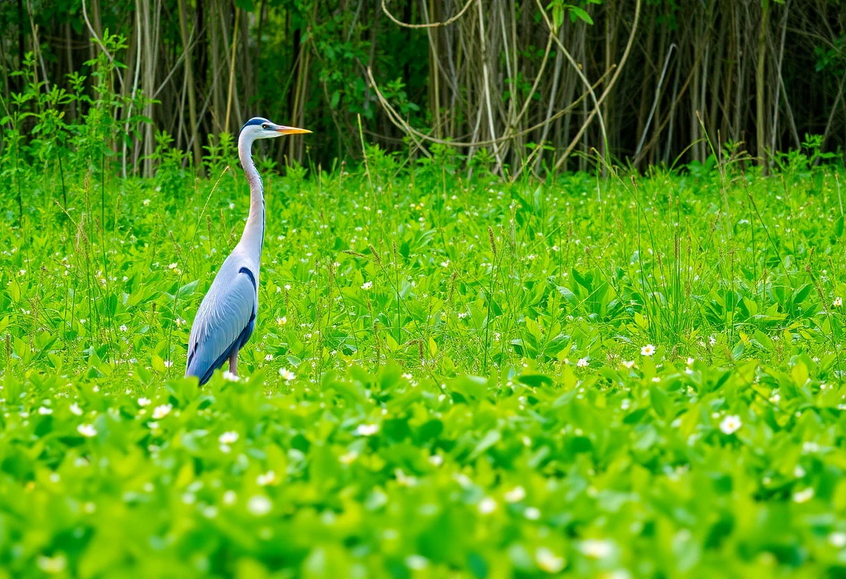 Héron cendré observant les visiteurs depuis les berges du Marais poitevin