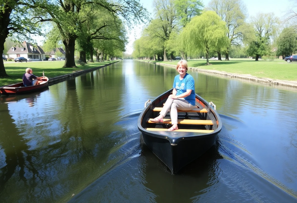 Guide souriant maniant habilement sa barque dans les canaux du Marais poitevin