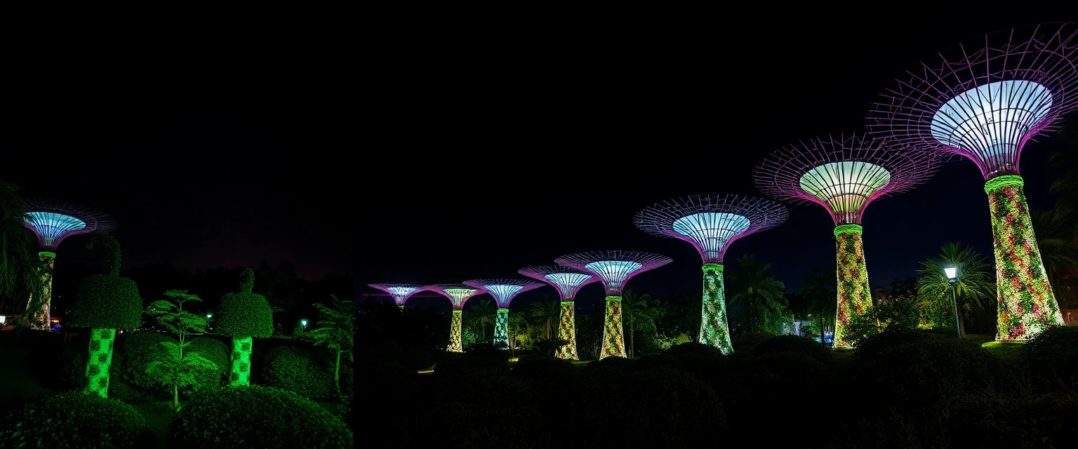 Évolution du spectacle nocturne à Terra Botanica, montrant trois étapes clés avec des technologies différentes