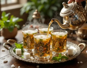 Thé à la menthe marocain traditionnel